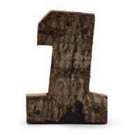 Rustic Bark Number - "1" (12) - Small 7cm