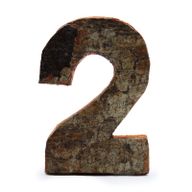 Rustic Bark Number - "2" (12) - Small 7cm