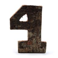 Rustic Bark Number - "4" (12) - Small 7cm