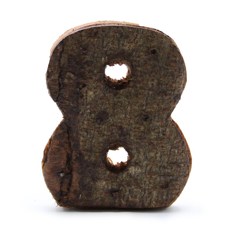 Rustic Bark Number - "8" (12) - Small 7cm