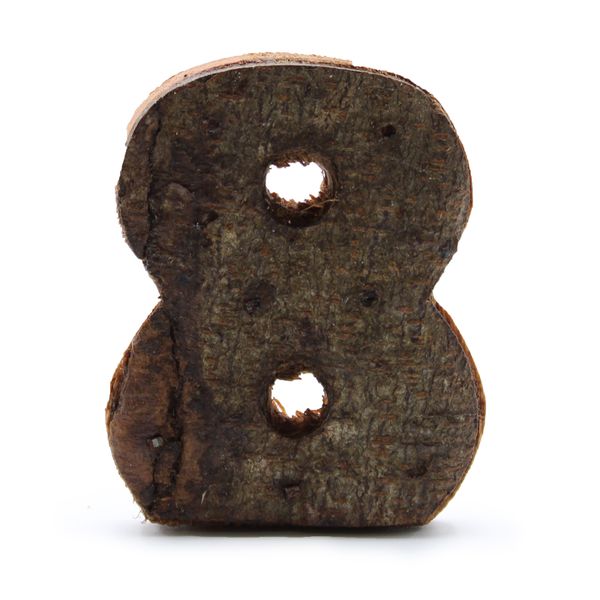 Rustic Bark Number - "8" (12) - Small 7cm