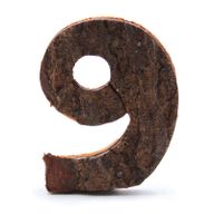 Rustic Bark Number - "9" (12) - Small 7cm
