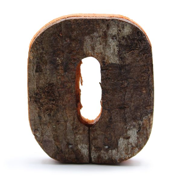Rustic Bark Number - "0" (12) - Small 7cm