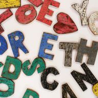 Colour Rustic Bark Letters - HOME  (4x3)