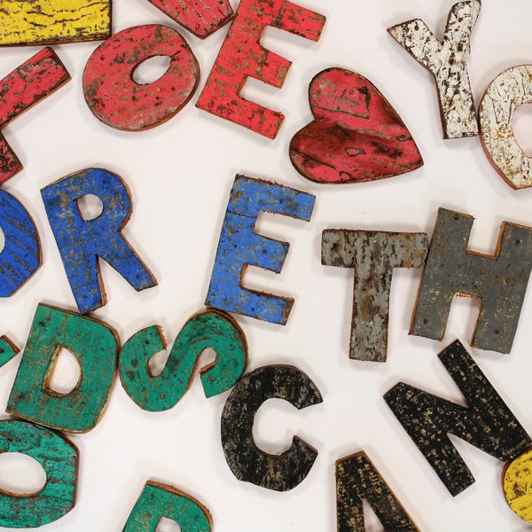 Nat Rustic Bark Letters - I love you more than words can say.. (28)