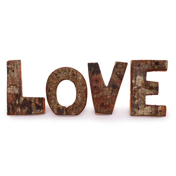 Rustic Bark Letter Set - LOVE (4x3) - Small 7cm