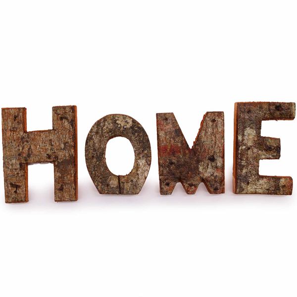 Rustic Bark Letter Set - HOME (4x3) - Small 7cm