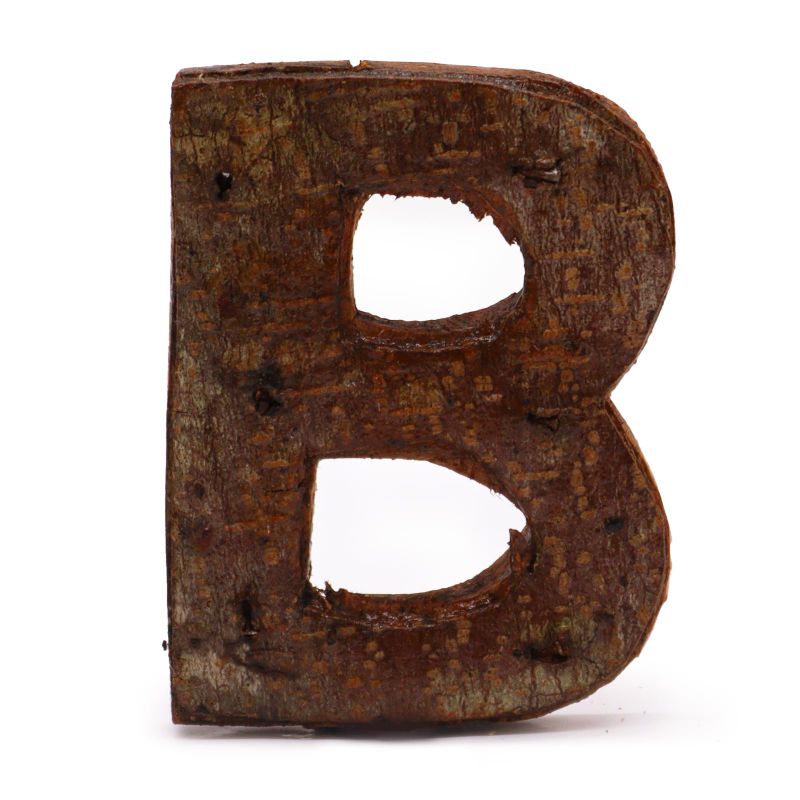 Rustic Bark Letter   - "B" (12) - Small 7cm