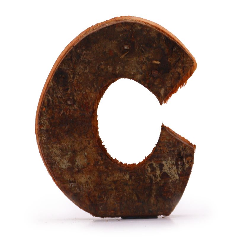 Rustic Bark Letter   - "C" (12) - Small 7cm