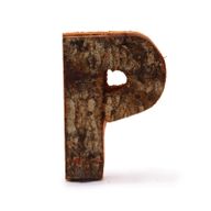 Rustic Bark Letter   - "P" (12) - Small 7cm