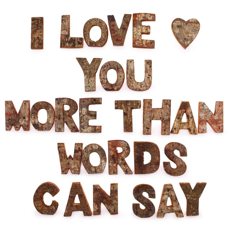 Colour Rustic Bark Letters - LOVE  (4x3)