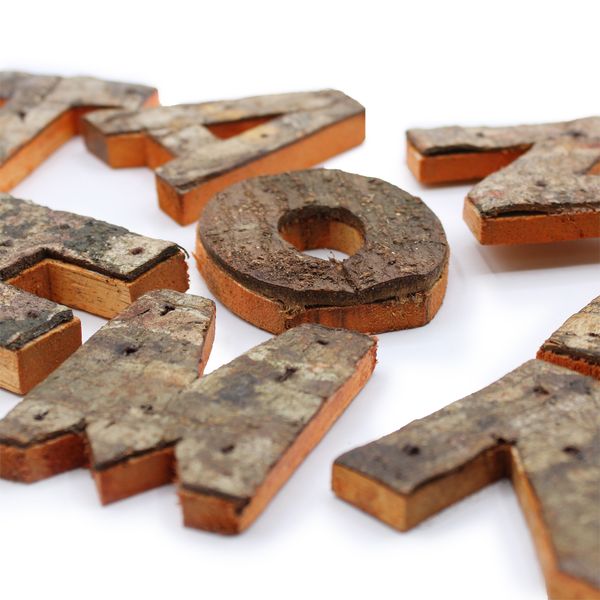 Colour Rustic Bark Letters - LOVE  (4x3)