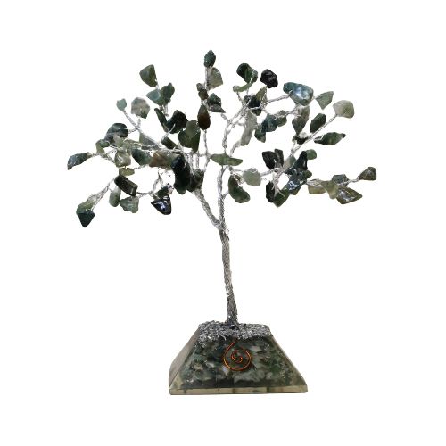 Gemstone Tree with Orgonite Base - 80 Stone - Moss Agate