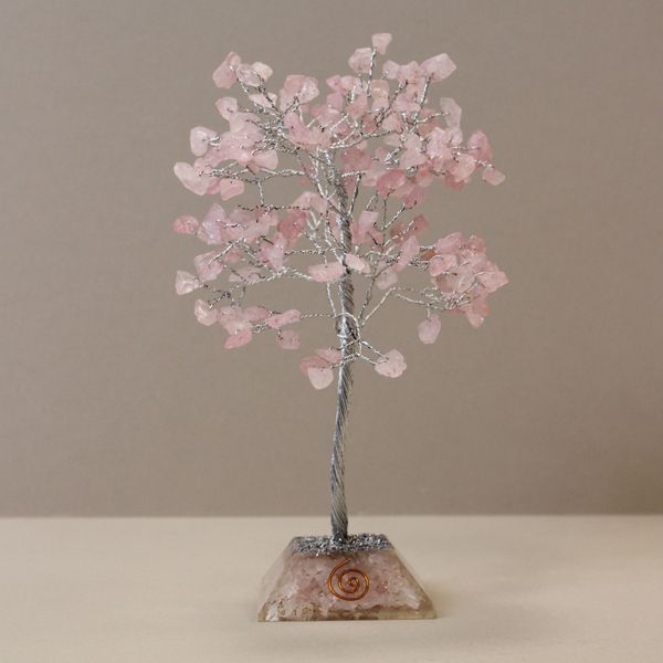 Gemstone Tree with Orgonite Base - 160 Stone - Rose Quartz