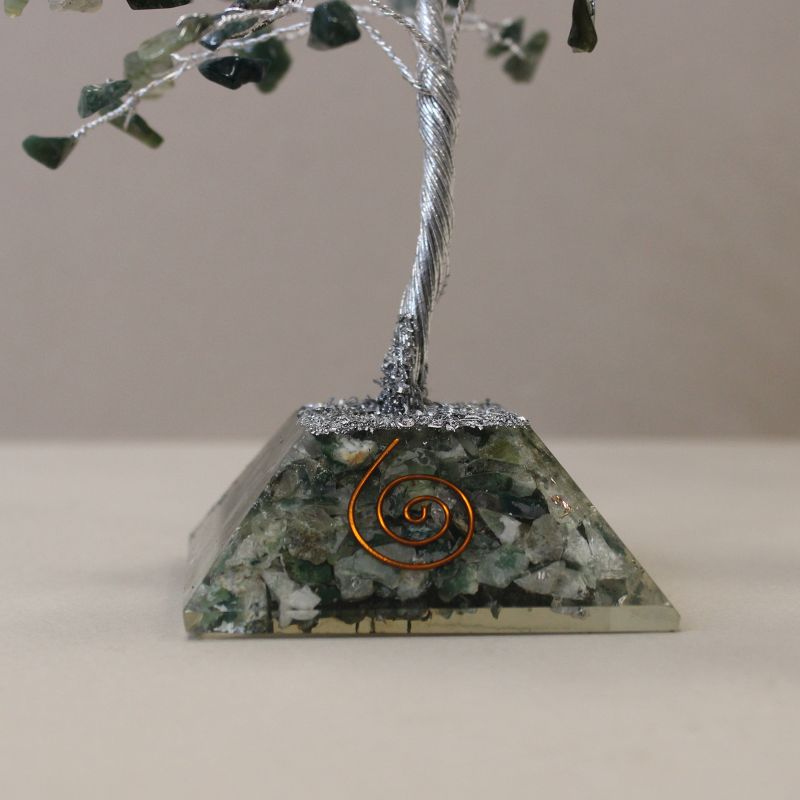 Gemstone Tree with Orgonite Base - 160 Stone - Moss Agate
