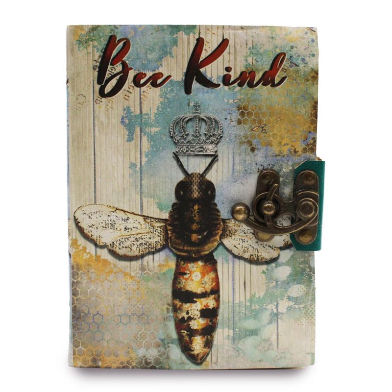 Leather "Bee Kind" Deckle-edge Notebook (18x13 cm)
