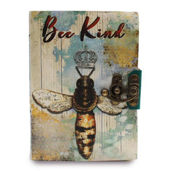 Leather "Bee Kind" Deckle-edge Notebook (18x13 cm)