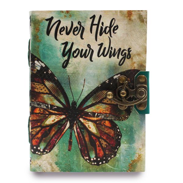 Leather "Never Hide Your Wings" Deckle-edge Notebook (18x13 cm)