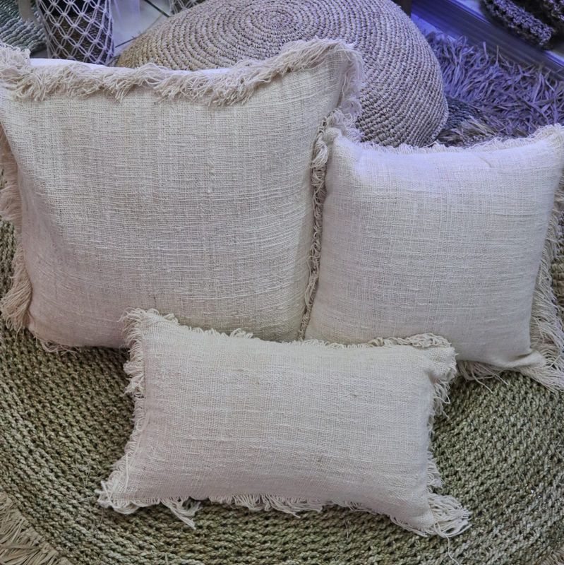 Linen Cushion 30x50cm with fringe