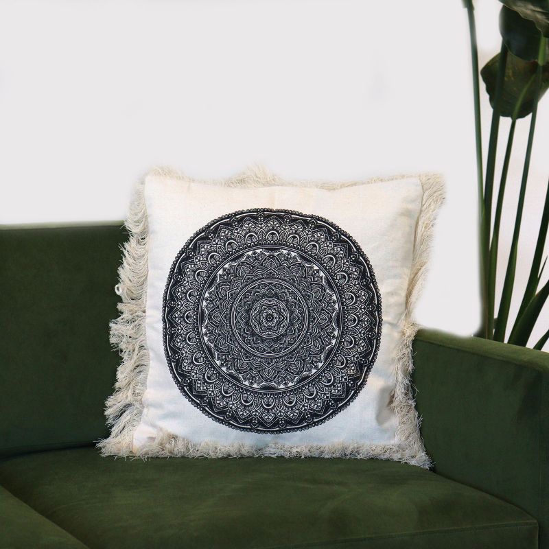 Traditional Mandala  Cushion - 45x45cm - black