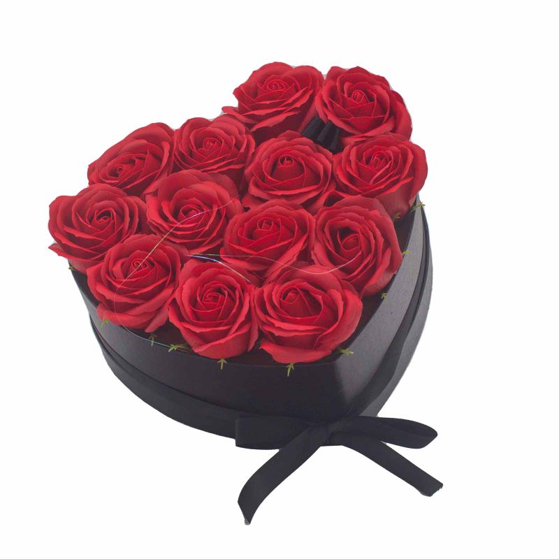Soap Flower Bouquet - 13 Red Roses - Heart
