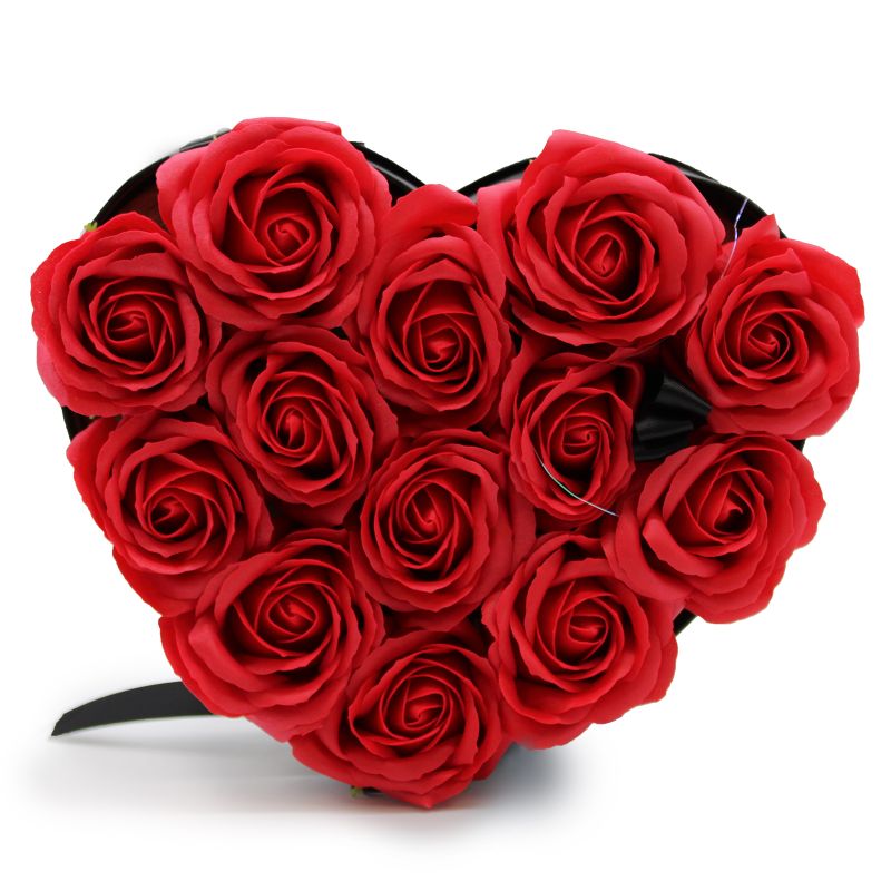 Soap Flower Bouquet - 13 Red Roses - Heart