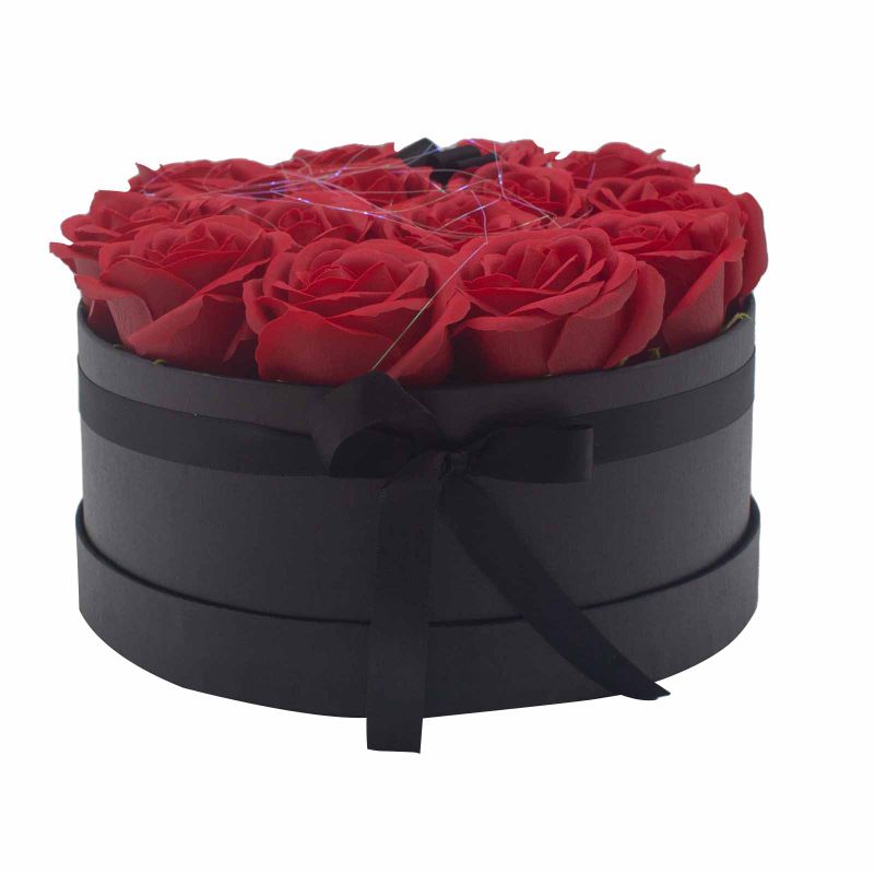 Soap Flower Bouquet - 14 Red Roses - Round