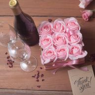 Soap Flower Bouquet - 9 Pink Roses - Square
