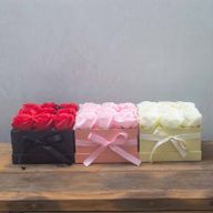Soap Flower Bouquet - 9 Pink Roses - Square
