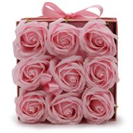 Soap Flower Bouquet - 9 Pink Roses - Square