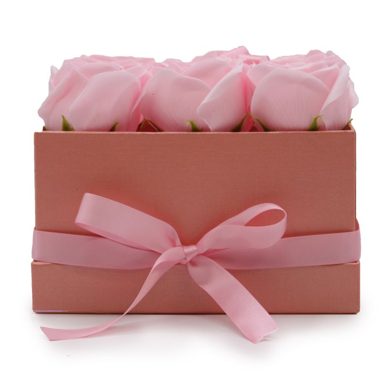Soap Flower Bouquet - 9 Pink Roses - Square