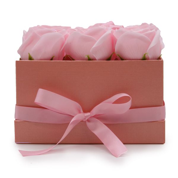 Soap Flower Bouquet - 9 Pink Roses - Square