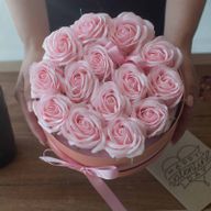 Soap Flower Bouquet - 13 Pink Roses - Heart