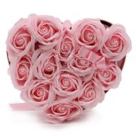 Soap Flower Bouquet - 13 Pink Roses - Heart