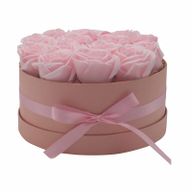 Soap Flower Bouquet - 14 Pink Roses - Round