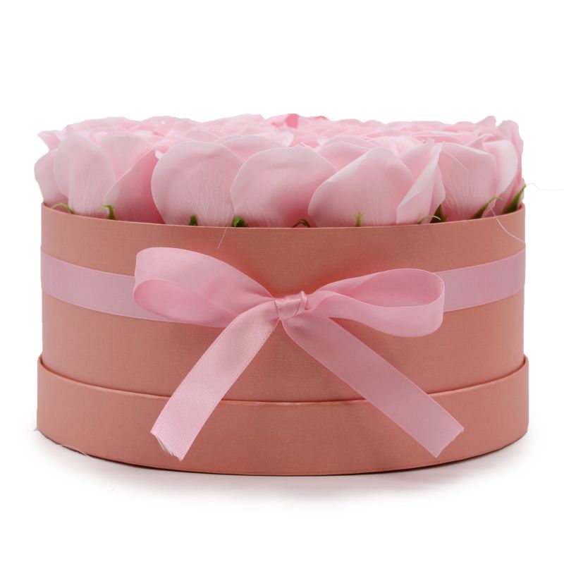 Soap Flower Bouquet - 14 Pink Roses - Round
