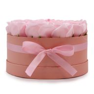 Soap Flower Bouquet - 14 Pink Roses - Round