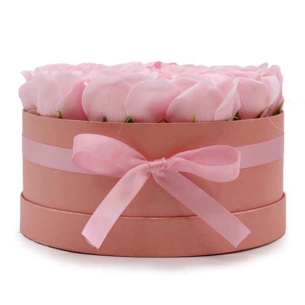 Soap Flower Bouquet - 14 Pink Roses - Round