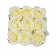 Soap Flower Bouquet - 9 Cream Roses - Square
