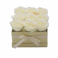 Soap Flower Bouquet - 9 Cream Roses - Square