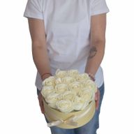 Soap Flower Bouquet - 9 Cream Roses - Square