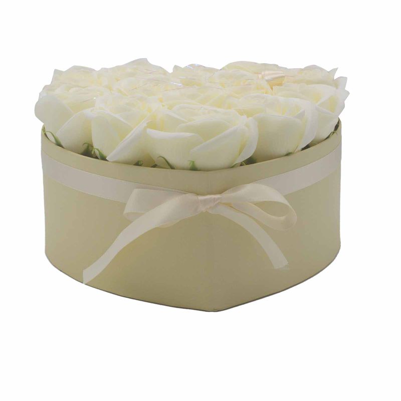 Soap Flower Gift Box - 13 Roses Cream - Heart