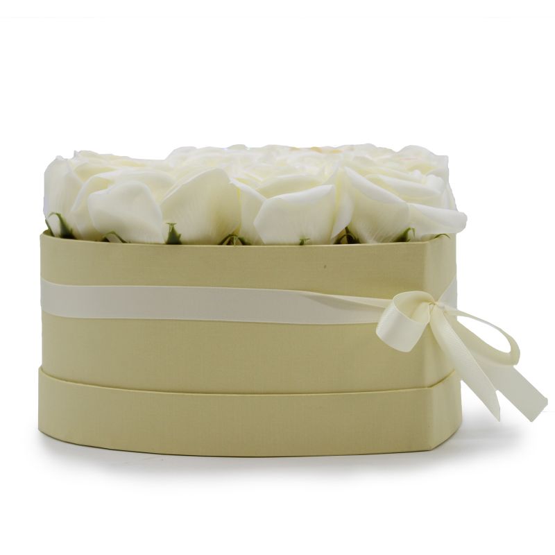 Soap Flower Gift Box - 13 Roses Cream - Heart