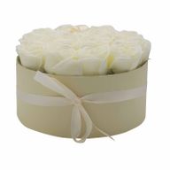 Soap Flower Bouquet - 14 Cream Roses - Round