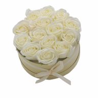 Soap Flower Bouquet - 14 Cream Roses - Round