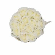 Soap Flower Bouquet - 14 Cream Roses - Round