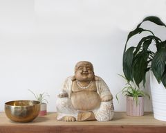 Happy Buddha - Whitewash 30cm