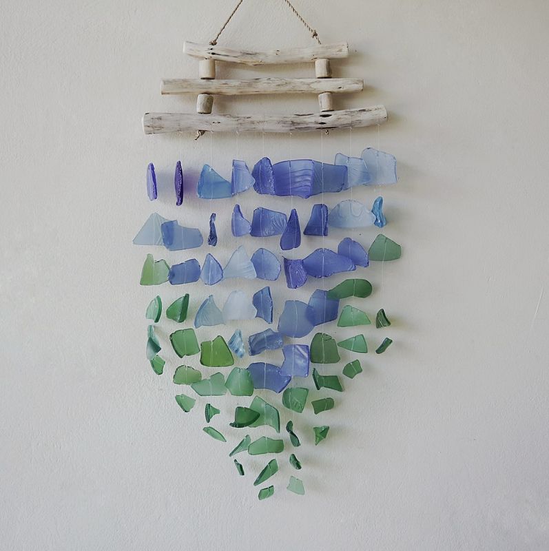 Glass Wind Chime / Blue & Green