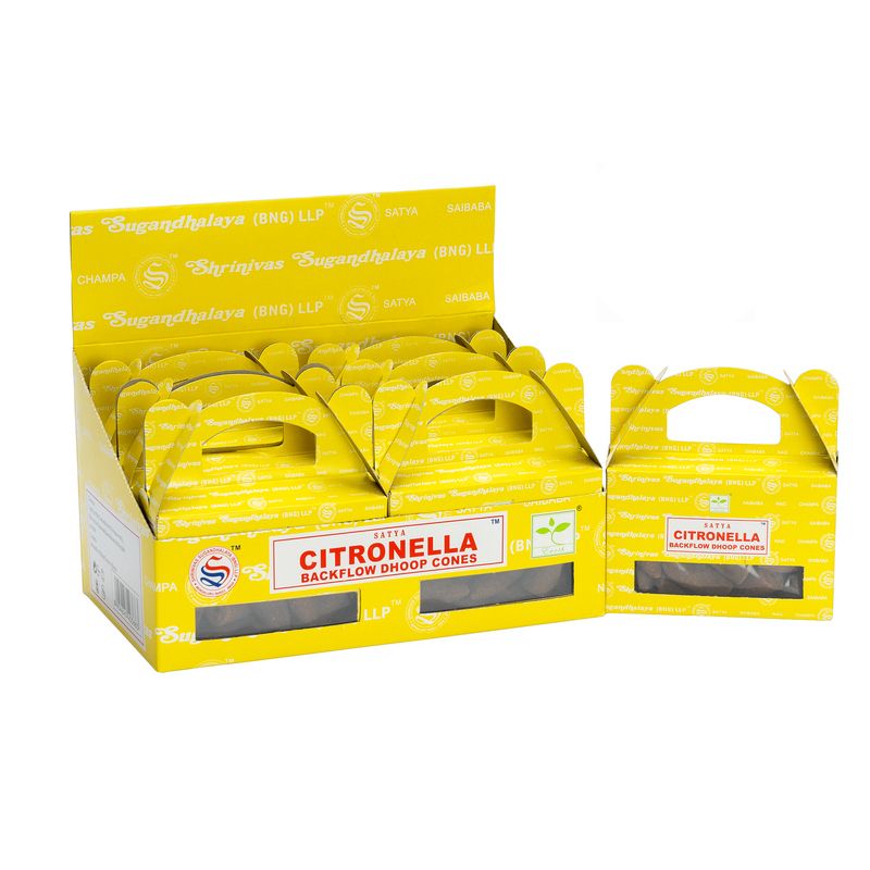 Box of 24 pcs - Satya Citronella Backflow Dhoop Cone