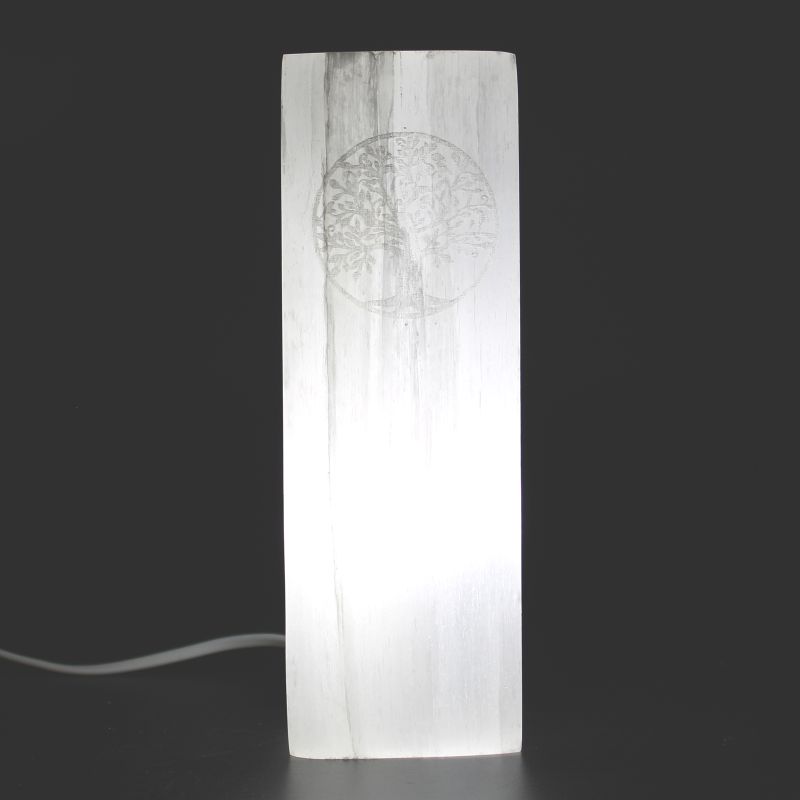 Selenite Block Lamp 25cm - Tree